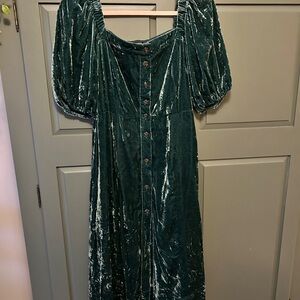 J. Crew Velvet Dress in Deep Green